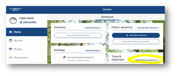 Dashboard-View all time and expenses