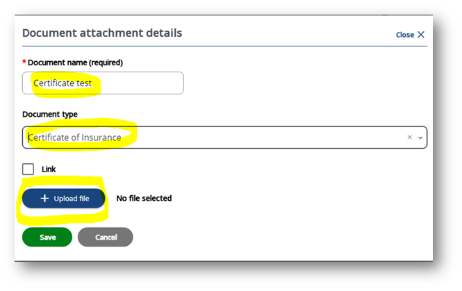 Document attachment details