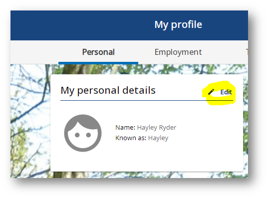 Edit personal details