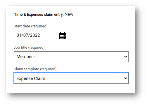 Expense claim entry
