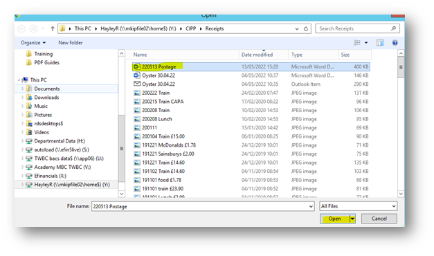 Open file